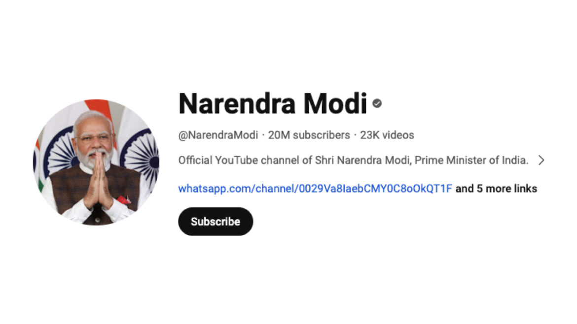 Narendra Modi Youtube Subscribers Crosses 2 Crore | Top 5 Highest Subscribed Youtube Channel of Politician